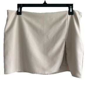 Peppermayo Y2K ultra mini skirt tan cream ivory slit size 8 fully lined